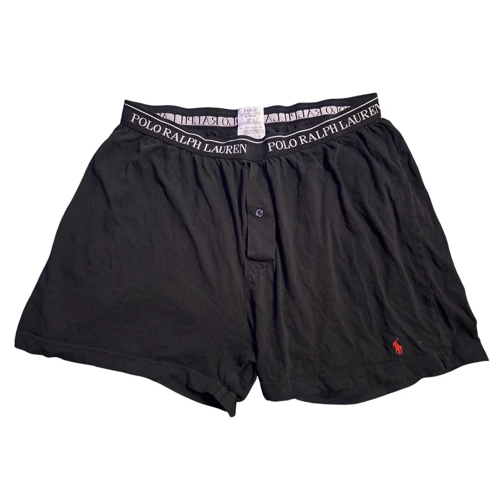 Polo Ralph Lauren Men's Black Classic Fit Cotton Boxer Shorts Logo Waistband XL